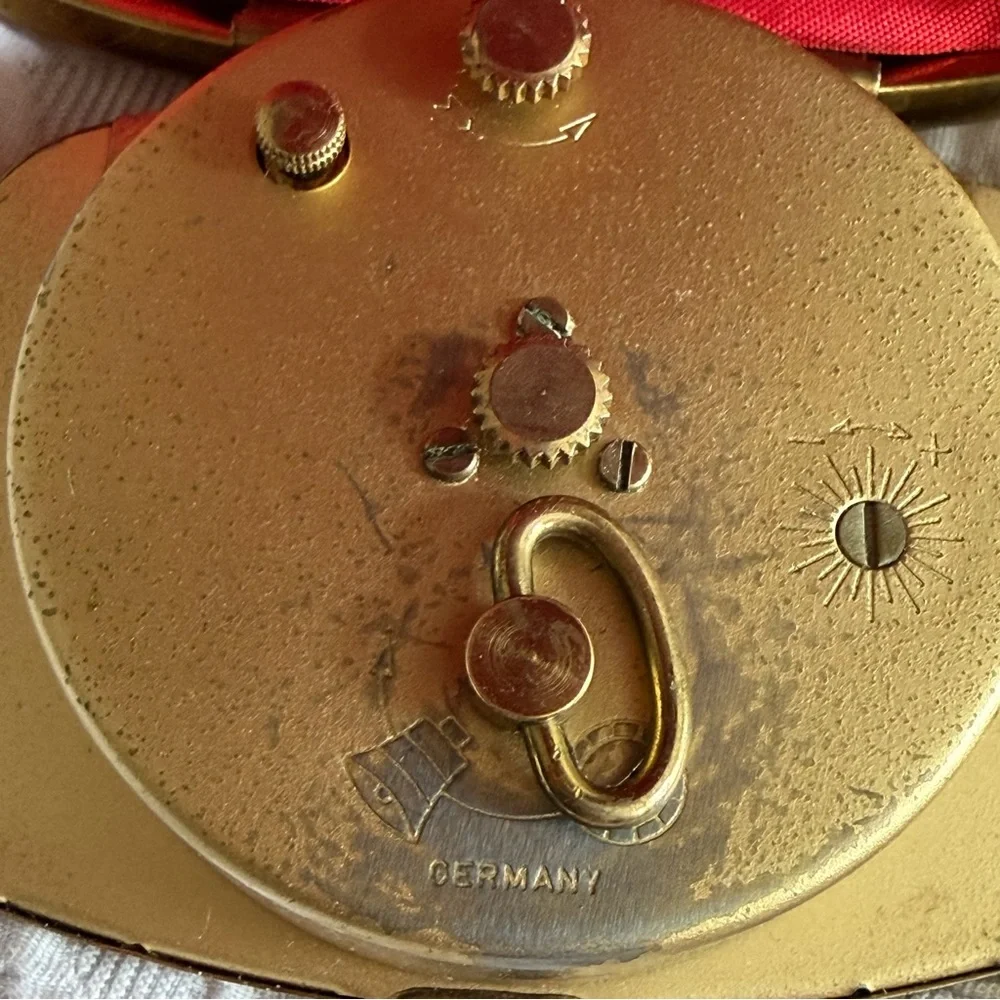 Vintage Florn Germany Travel Wind-up Folding Alarm Clock Red Leather MCM Retro